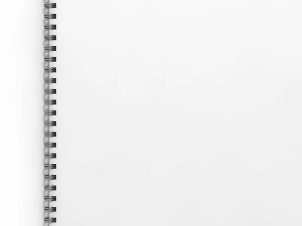 Prázdné Notebook Bílém Pozadí Vykreslování — Stock fotografie
