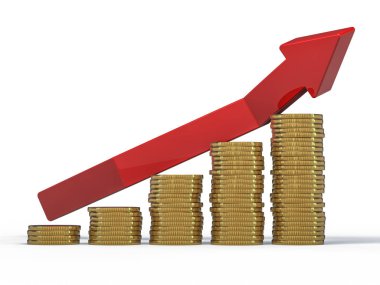 İş grafiği ve büyüme grafiği. 3D render