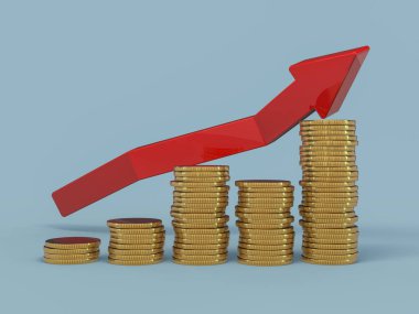 İş grafiği ve büyüme grafiği. 3D render