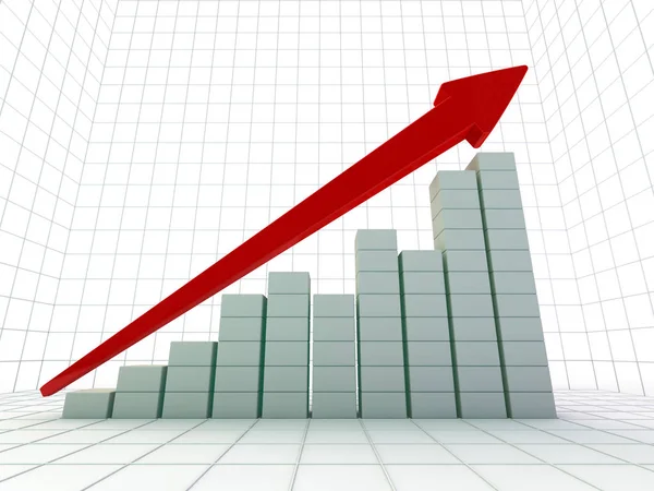 비즈니스 성장과 그래프 차트입니다 렌더링 — 스톡 사진