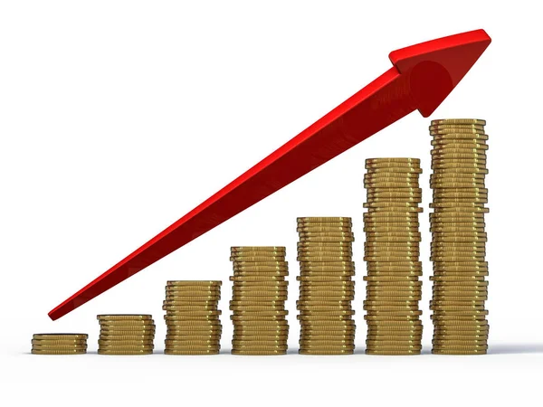 Gráfico Negócios Gráfico Crescimento Renderização — Fotografia de Stock