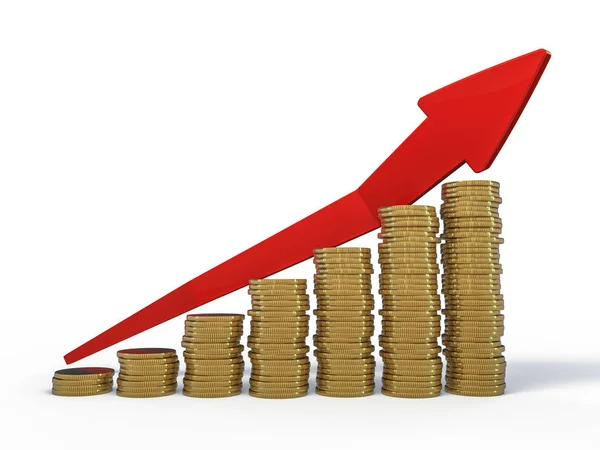 Gráfico Negócios Gráfico Crescimento Renderização — Fotografia de Stock