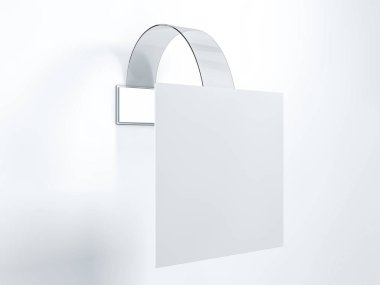 Boş wobbler duvar mockup üzerinde asılı. 3D render
