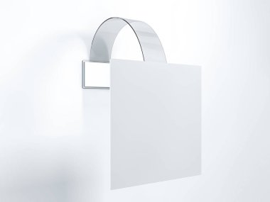 Blank wobbler hanging on wall mockup. 3D rendering clipart