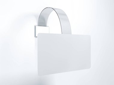 Boş wobbler duvar mockup üzerinde asılı. 3D render