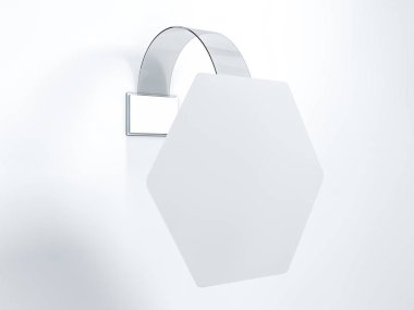 Boş wobbler duvar mockup üzerinde asılı. 3D render