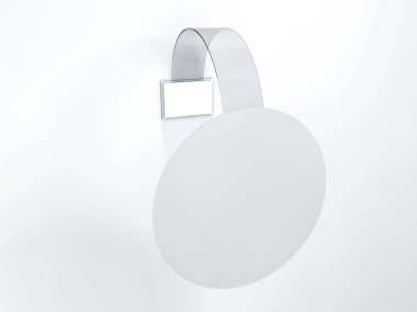 Boş wobbler duvar mockup üzerinde asılı. 3D render