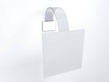 Boş wobbler duvar mockup üzerinde asılı. 3D render