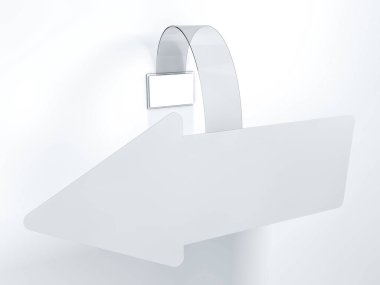 Blank wobbler hanging on wall mockup. 3D rendering clipart