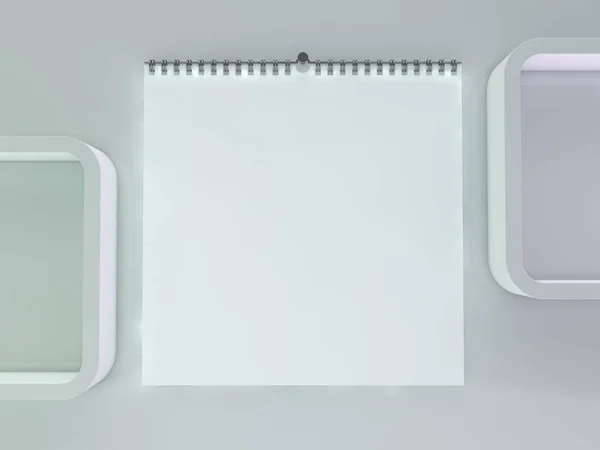 Calendario Pared Blanco Con Muelle Renderizado — Foto de Stock