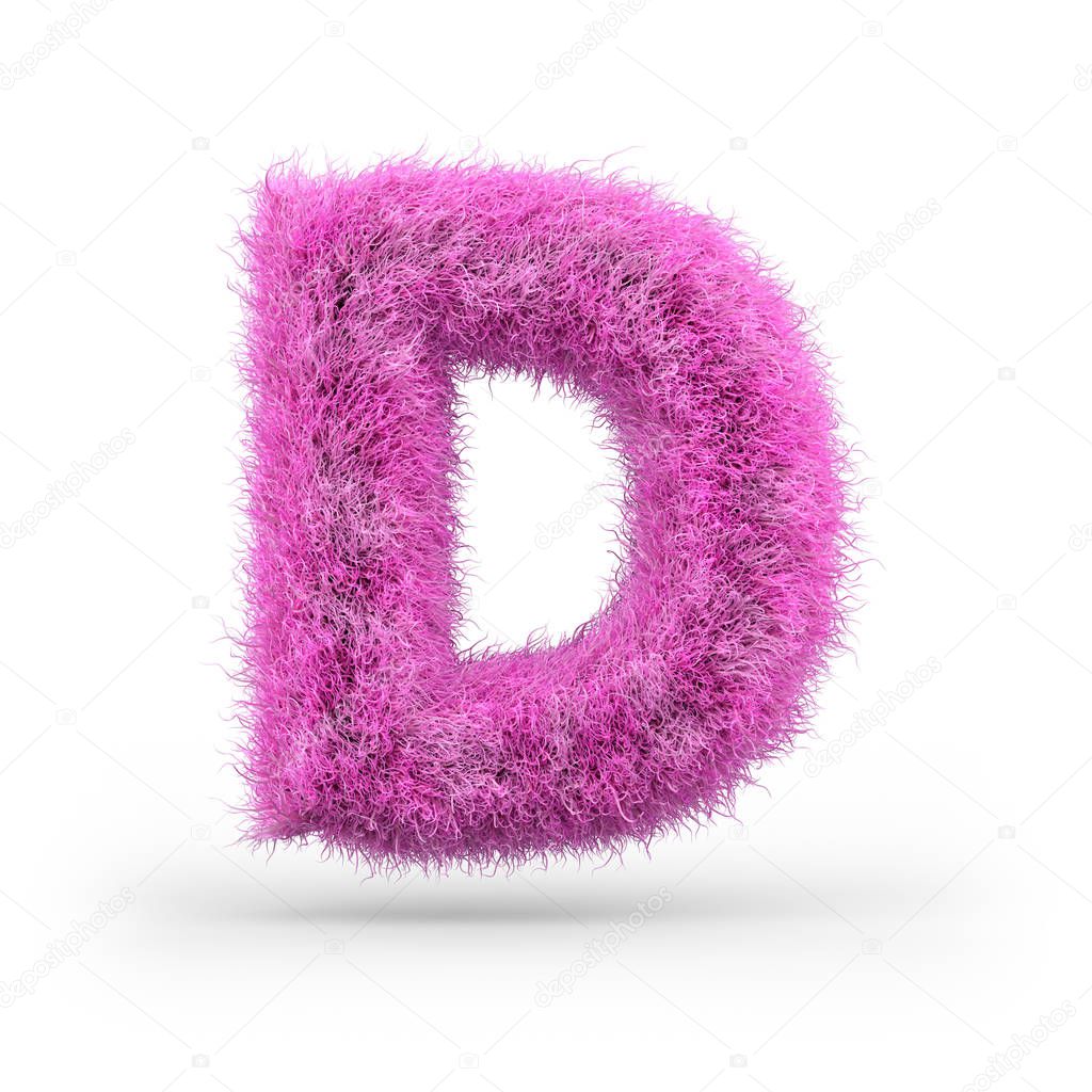 Uppercase fluffy and furry font made of fur texture for poster printing, branding, advertising. 3D rendering