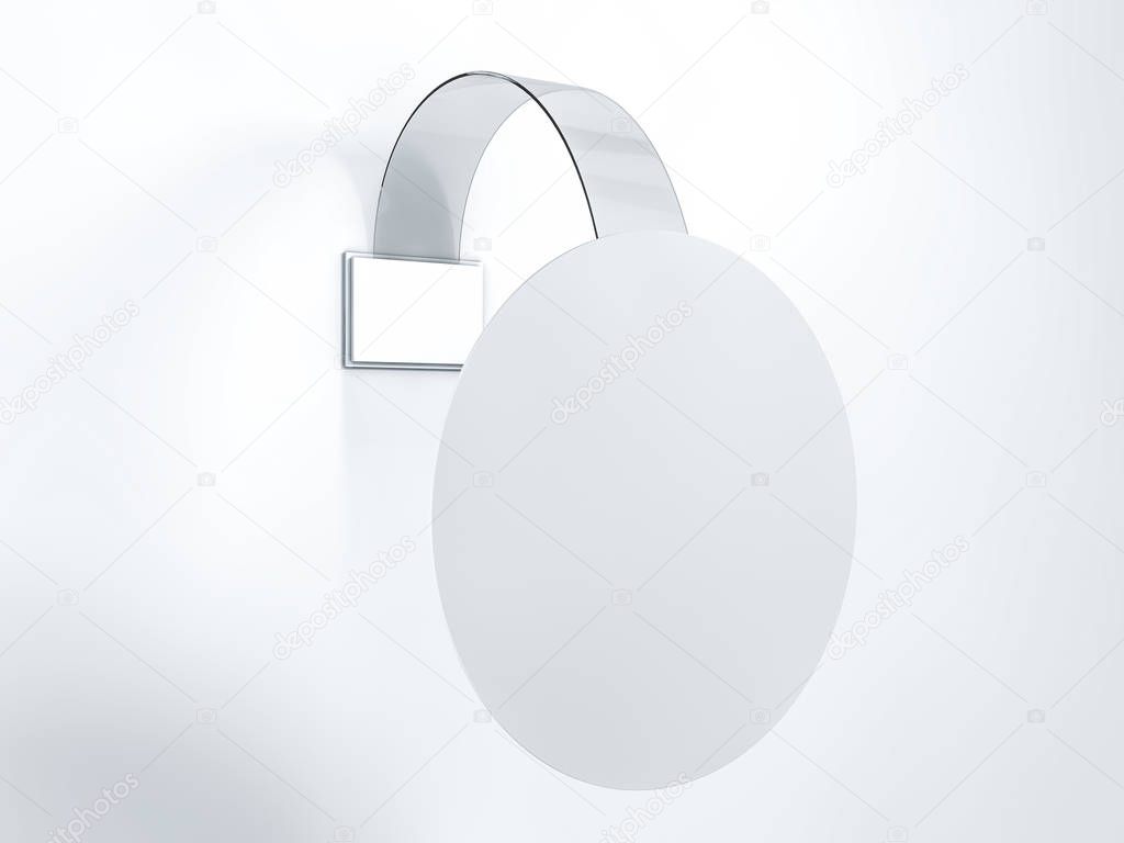 Blank wobbler hanging on wall mockup. 3D rendering