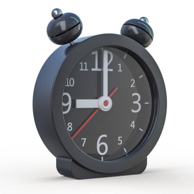 Beyaz arka plan üzerinde izole siyah çalar saat. 3D render