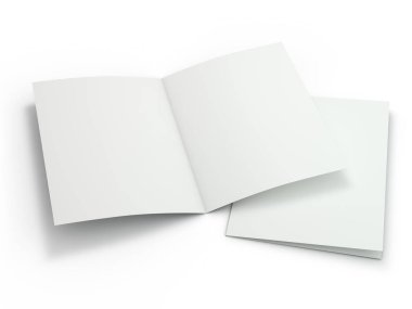 Boş broşür dergi tasarımınızı değiştirmek için izole. 3D render