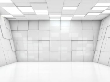 Soyut modern mimari arka plan, boş açık alan iç mekanı. 3B görüntüleme