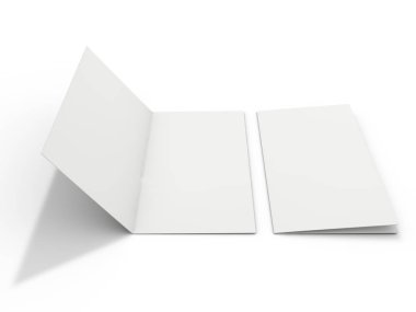 Boş portre mock-up kağıt. Broşür, dergi, kartpostal izole. 3D render