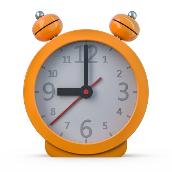 白い背景で隔離のオレンジの目覚まし時計 レンダリング — ストック写真