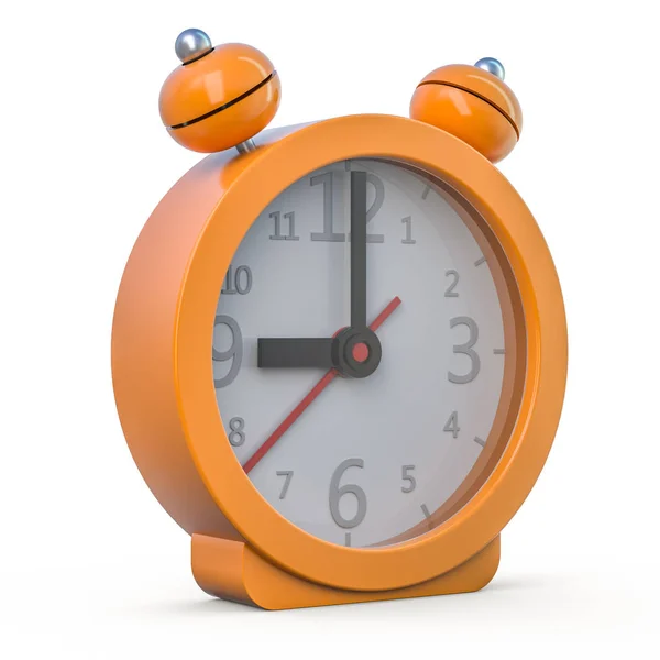 Reloj Naranja Alarma Aislado Sobre Fondo Blanco Renderizado — Foto de Stock