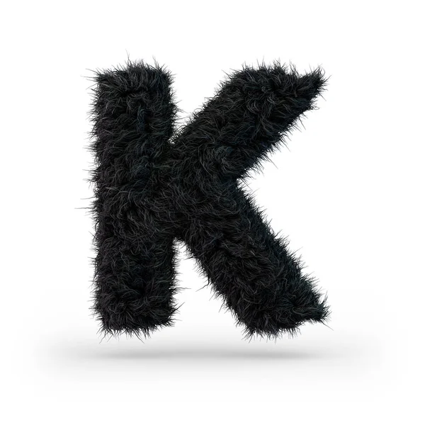 Hoofdletters Pluizig Harige Zwarte Lettertype Letter Rendering — Stockfoto