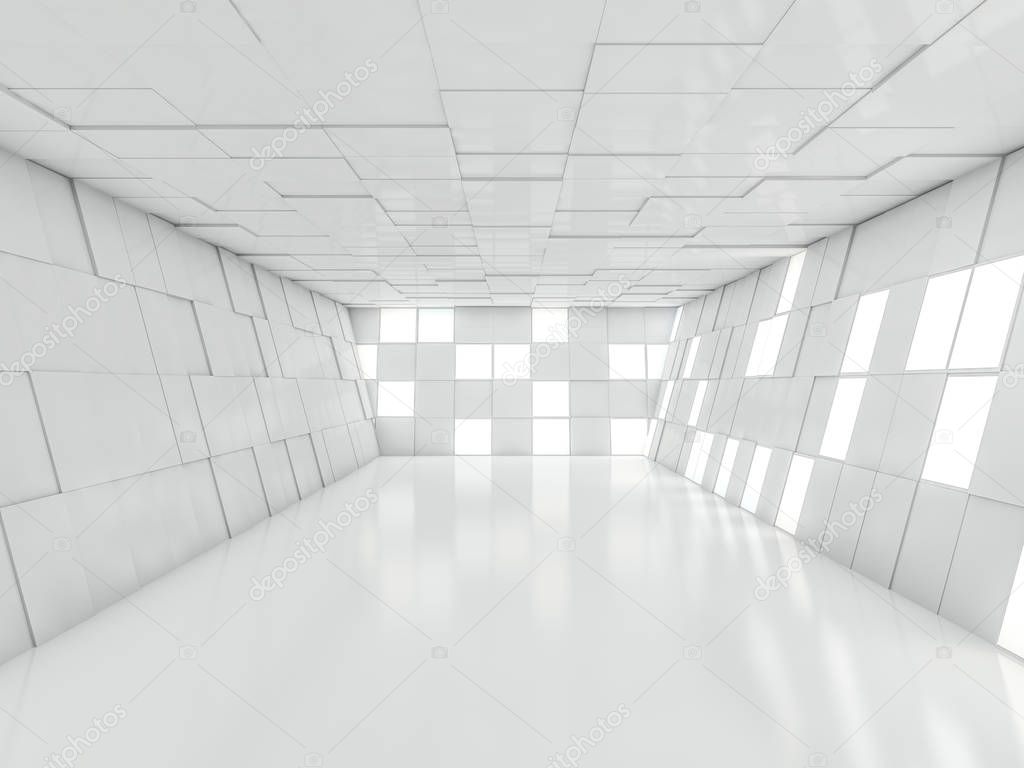 Abstract modern architecture background, empty open space interior. 3D rendering