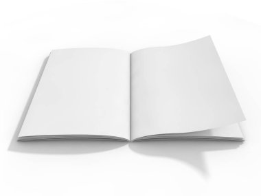 Mock-up dergi veya tablo katalog. Boş sayfa veya Not defteri örnekler veya simülasyonları için. 3D render
