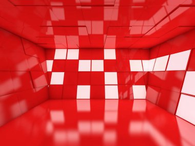 Soyut modern mimari arka plan, boş açık alan iç mekanı. 3B görüntüleme