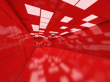 Soyut modern mimari arka plan, boş açık alan iç mekanı. 3B görüntüleme