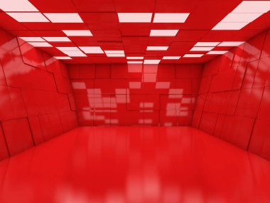 Soyut modern mimari arka plan, boş açık alan iç mekanı. 3B görüntüleme