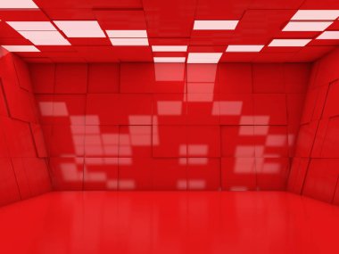 Soyut modern mimari arka plan, boş açık alan iç mekanı. 3B görüntüleme