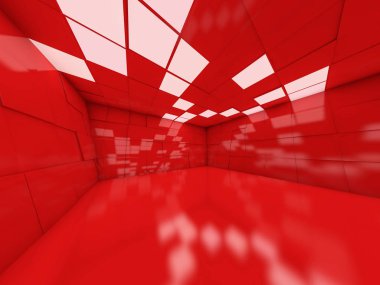 Soyut modern mimari arka plan, boş açık alan iç mekanı. 3B görüntüleme