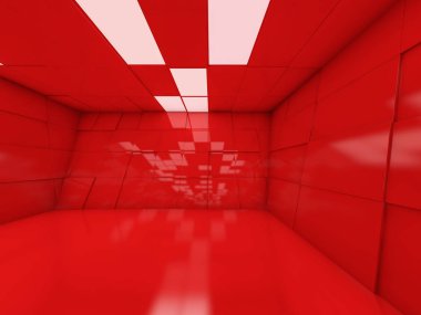 Soyut modern mimari arka plan, boş açık alan iç mekanı. 3B görüntüleme