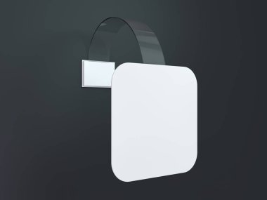Boş wobbler duvar mockup üzerinde asılı. 3D render
