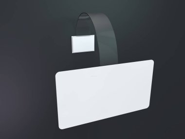 Boş wobbler duvar mockup üzerinde asılı. 3D render