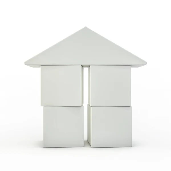 Modello Casa Plastica Giocattolo Bianco Rendering — Foto Stock