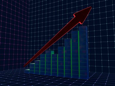 İş grafiği ve büyüme grafiği. 3D render