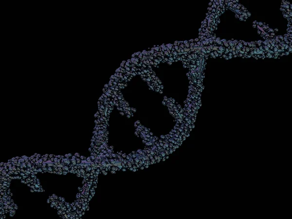 Dna Molekylen Ligger Framför Svart Bakgrund Abstrakta Collage Rendering — Stockfoto