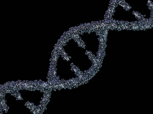 Молекула Днк Розташована Перед Чорним Тлом Абстрактний Колаж Візуалізація — стокове фото