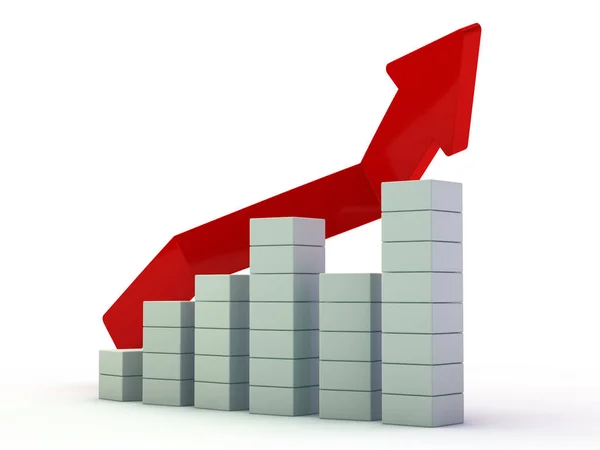 Gráfico Negócios Gráfico Crescimento Renderização — Fotografia de Stock