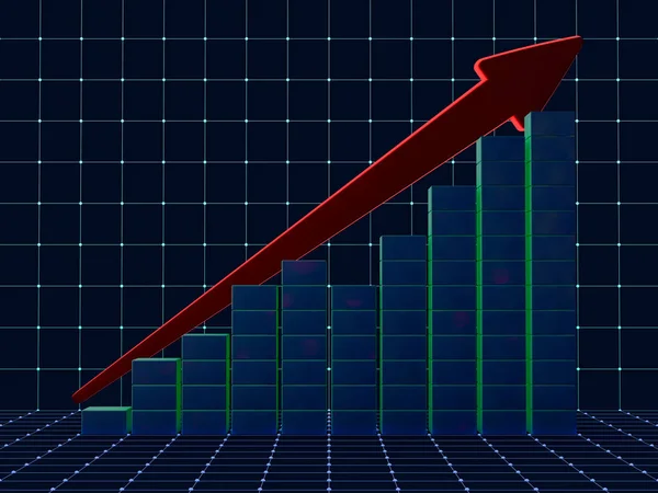 ビジネス グラフと成長グラフ レンダリング — ストック写真
