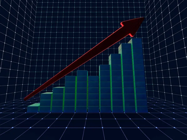 Wykres Wykres Wzrostu Firmy Renderowania — Zdjęcie stockowe