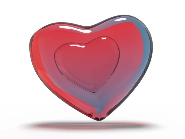 Червоне Серце Камінь Ізольованому Фоні Візуалізація — стокове фото