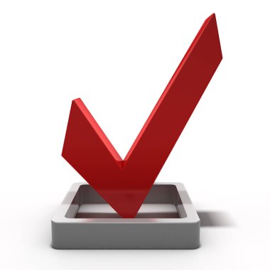 Kırmızı onay işareti simgesini. Nokta. 3D render