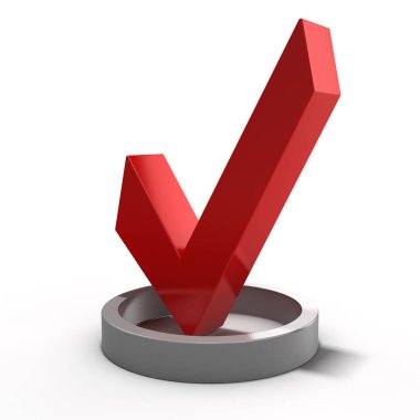 Kırmızı onay işareti simgesini. Nokta. 3D render