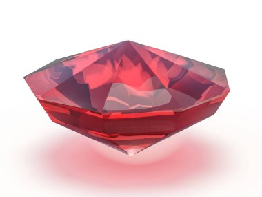 Beyaz arka plan üzerinde göz kamaştırıcı ruby. 3D render