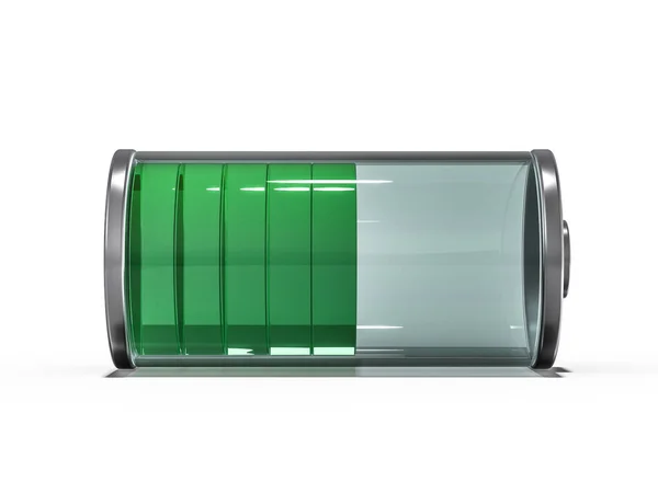 緑充電インジケーターでバッテリーのアイコン レンダリング — ストック写真