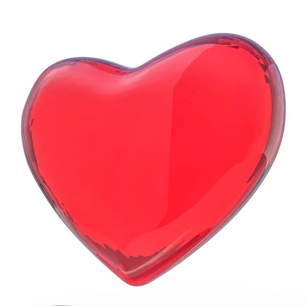 Cuore Rosso Isolato Sfondo Bianco Rendering — Foto Stock