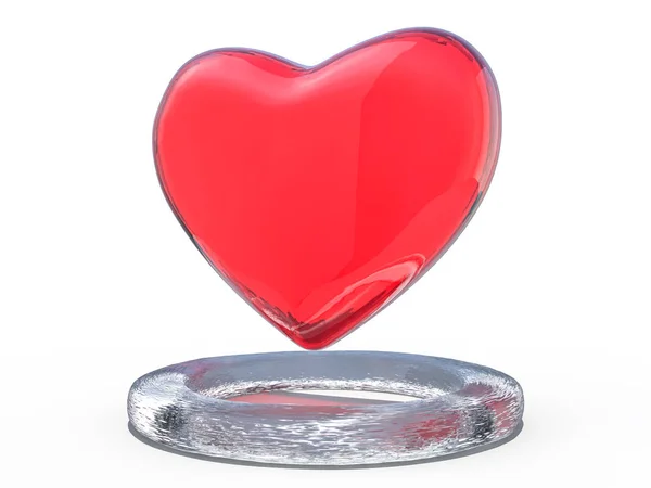 Красное Сердце Застыло Льду Рендеринг — стоковое фото