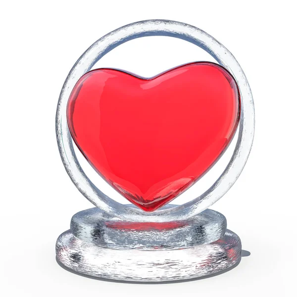 Red Heart Frozen Ice Rendering — Stock Photo, Image