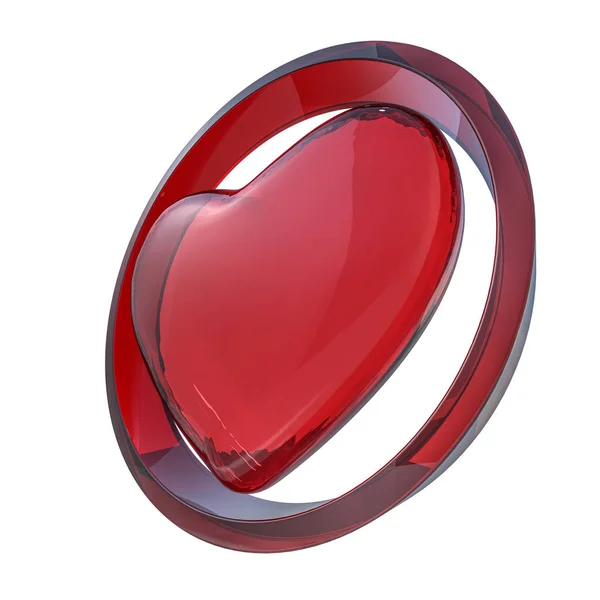 Corazón Rojo Aislado Sobre Fondo Blanco Renderizado — Foto de Stock