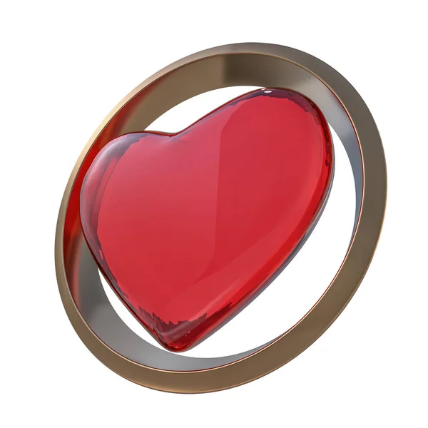 Красное Сердце Изолировано Белом Фоне Рендеринг — стоковое фото